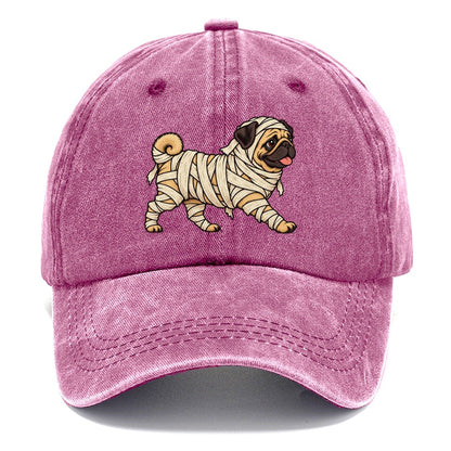 One Pug In Halloween Costume Mummy Wrapped In Bandages Halloween Dog Parade Classic Cap – Dusty Rose