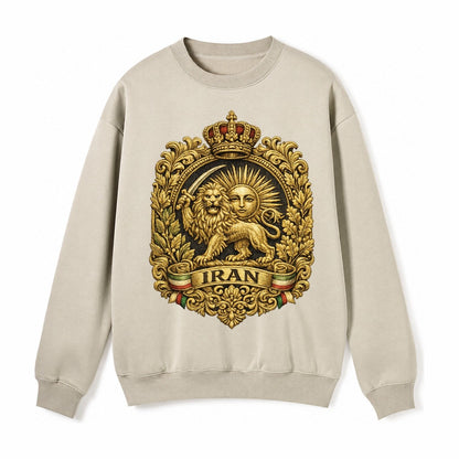 Iran Lion Sun Badge Fleece Sweatshirt – Light Khaki