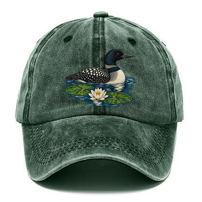 Common Loon And Water Lilies Canada Cultural Icons Classic Cap – Forest Mist