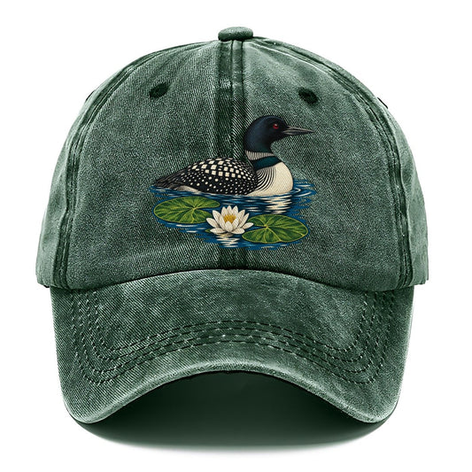 Common Loon And Water Lilies Canada Cultural Icons Classic Cap – Forest Mist