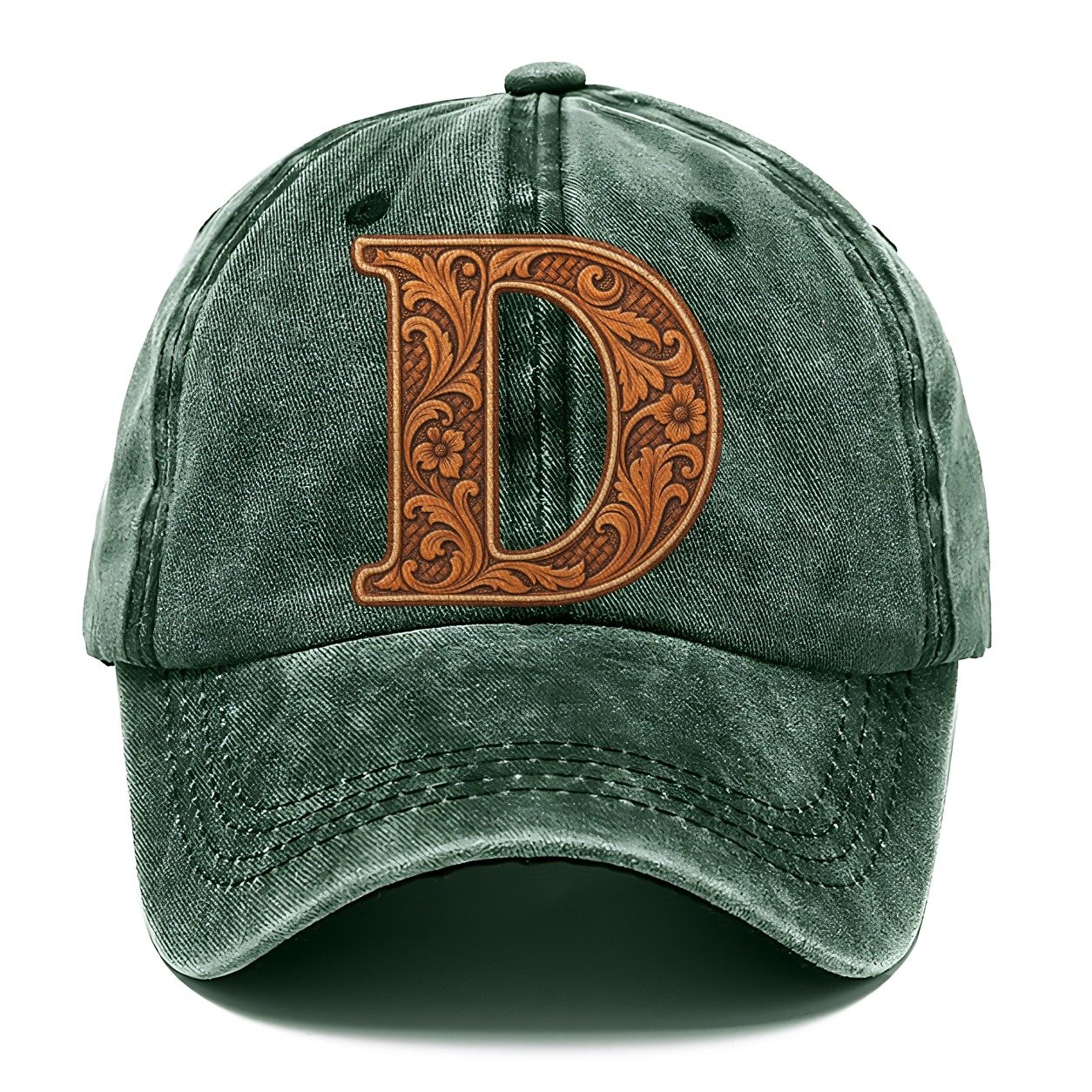 Tooled Leather D Monogram Classic Cap – Forest Mist