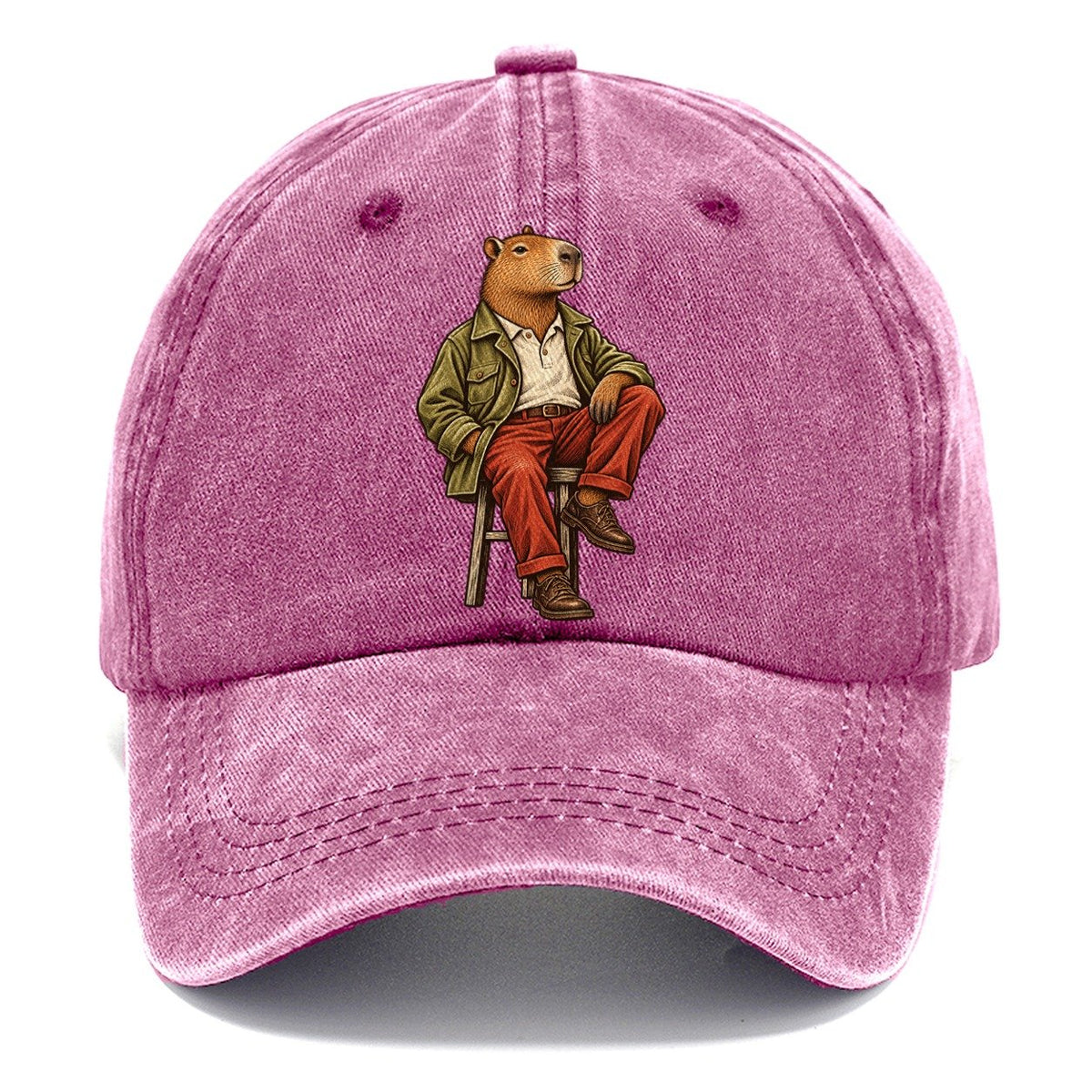 Capybara in Field Jacket and Red Pants Classic Cap – Dusty Rose
