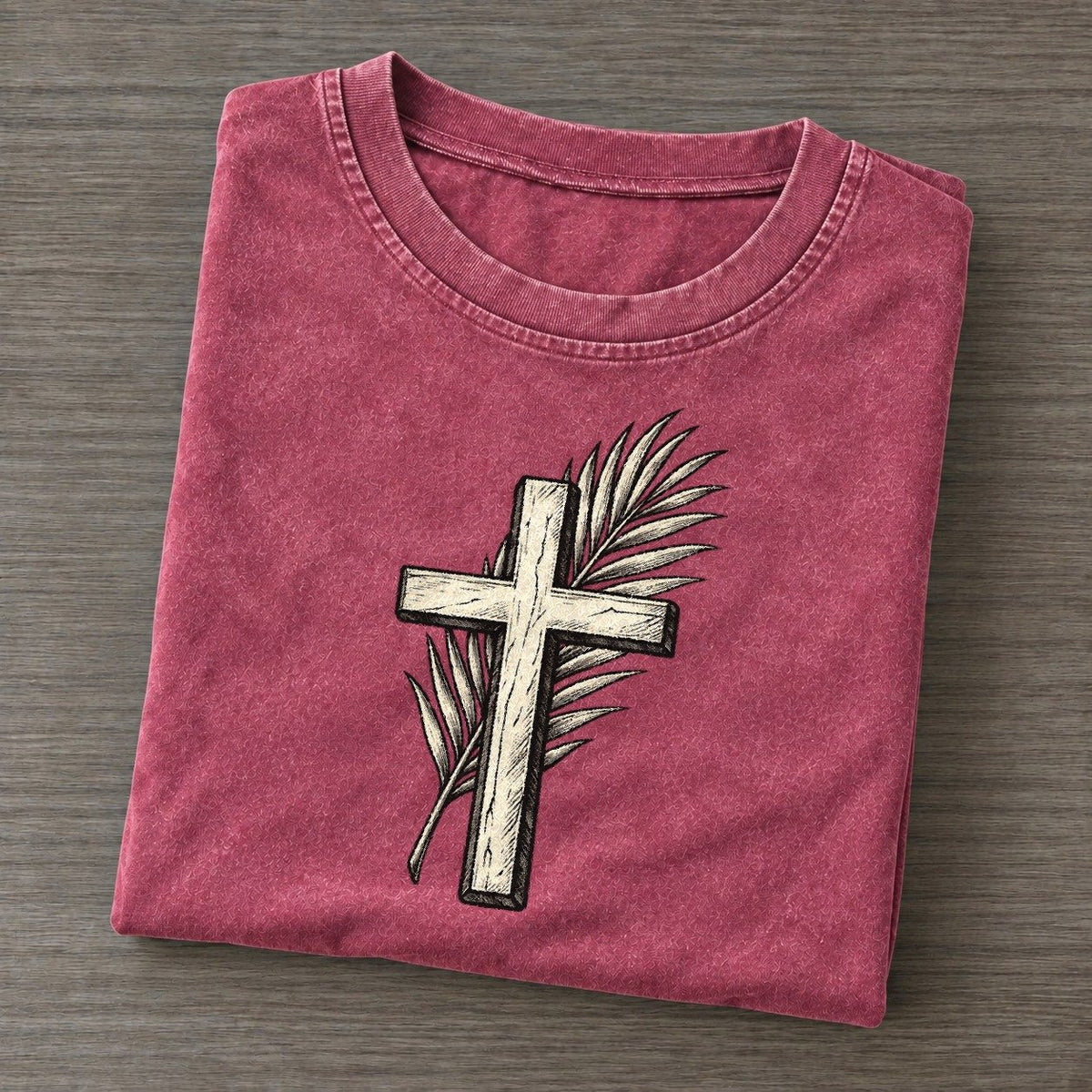 Christian Palm Sunday Branch World Faiths Ink Figures Vintage T-shirt – Raspberry