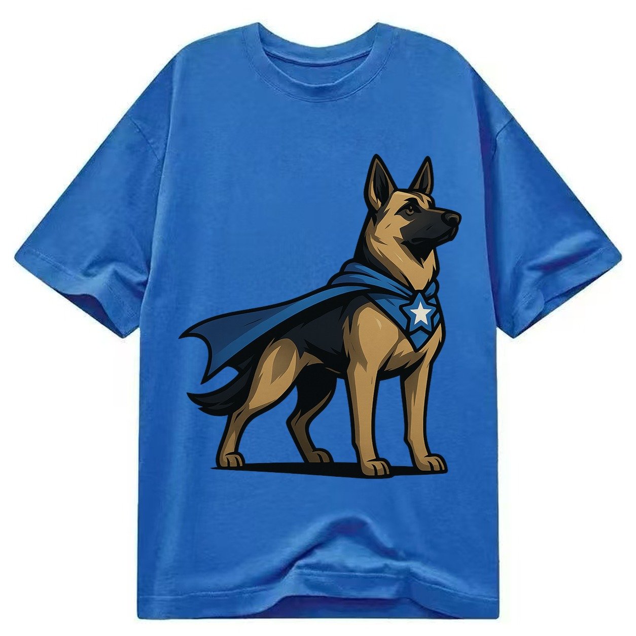 German Shepherd Patriotic Hero Standing Alert On Four Paws S Classic T-shirt – Blue