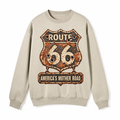 Route 66 Weathered Fleece Sweatshirt – Light Khaki