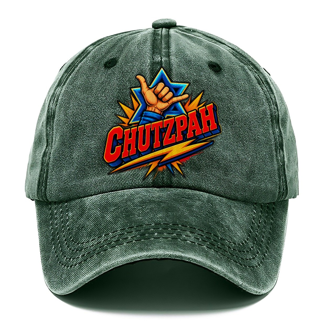 Chutzpah Attitude Judaism Heritage Classic Cap – Forest Mist