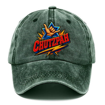 Chutzpah Attitude Judaism Heritage Classic Cap – Forest Mist