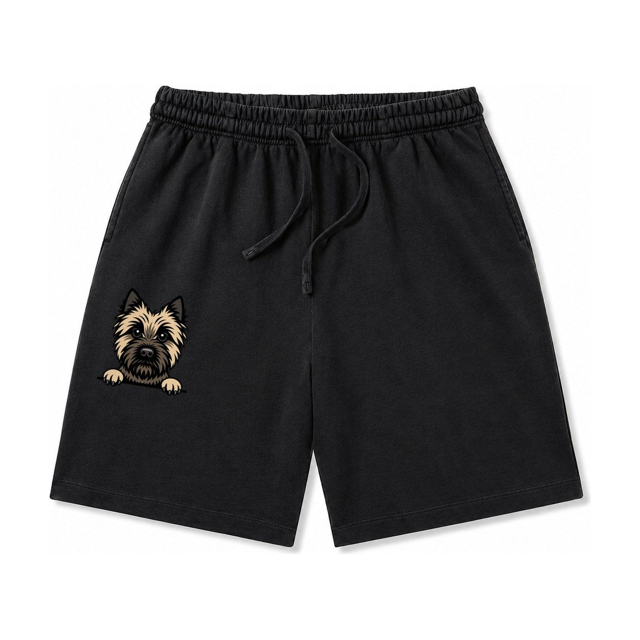 Cairn Terrier Wheaten Colored Pose Washed Shorts – Black
