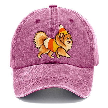 One Pomeranian In Halloween Costume Candy Corn Costume Tri Color Pointed Cone Halloween Dog Parade Classic Cap – Dusty Rose