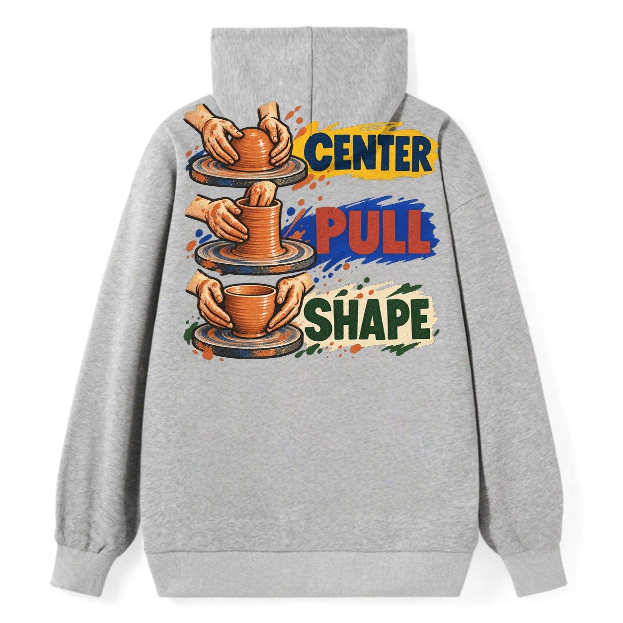 Center Pull Shape Clay Color Makers Classic Pullover Hoodie – Grey