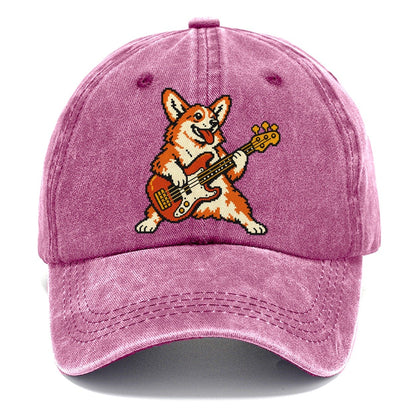 Pixel Art Corgi Bass Player Sundown Classic Cap – Dusty Rose