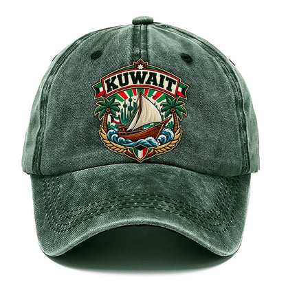 Kuwait Retro Badge Country Logos Classic Cap – Forest Mist