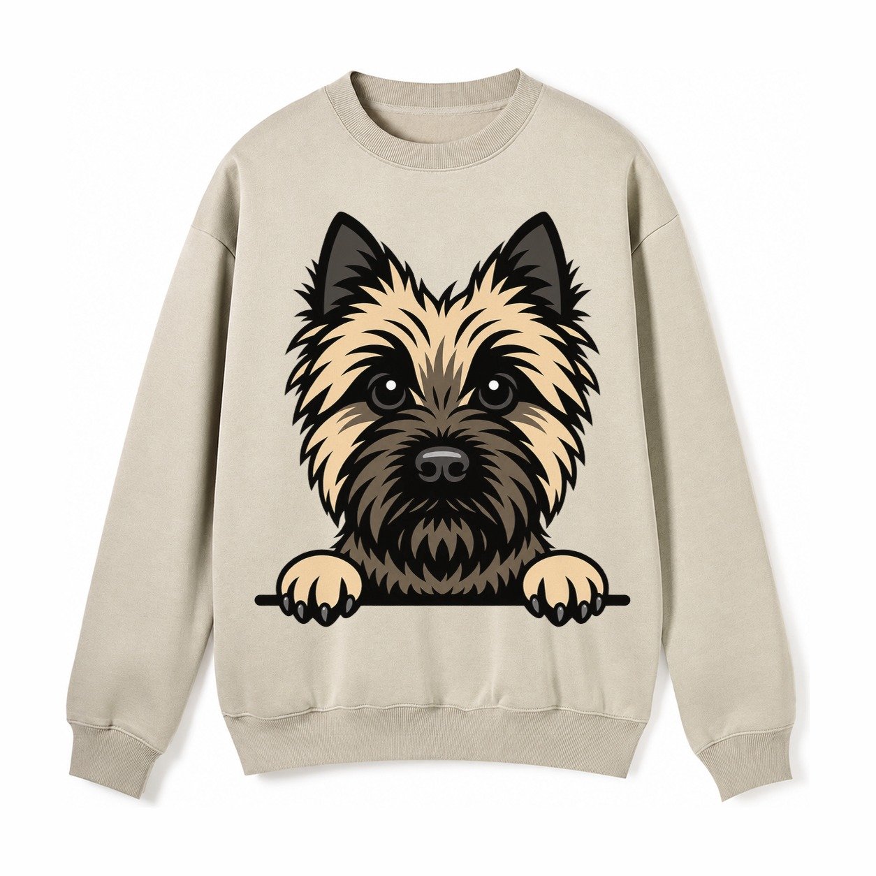 Cairn Terrier Wheaten Colored Pose Fleece Sweatshirt – Light Khaki