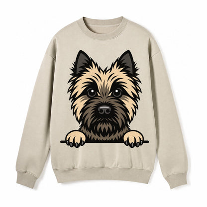 Cairn Terrier Wheaten Colored Pose Fleece Sweatshirt – Light Khaki