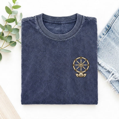 Dharma Lotus Symbol Emblems Left Chest Vintage T-shirt – Blue