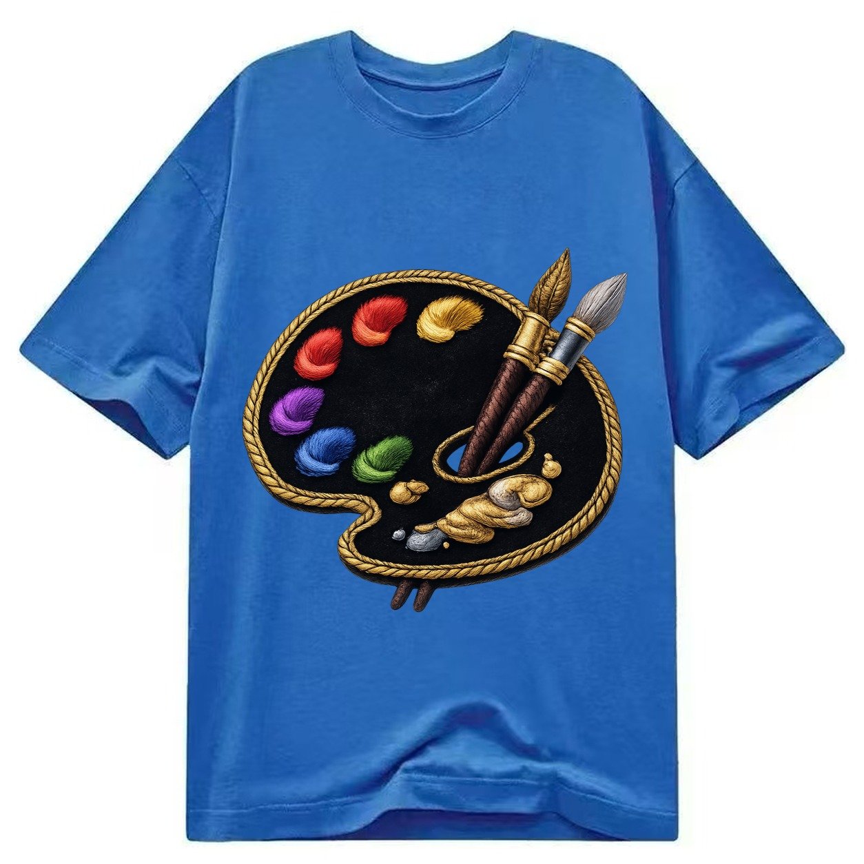 Artist Palette Rainbow Paints Embroidered Ea4b33 Classic T-shirt – Blue