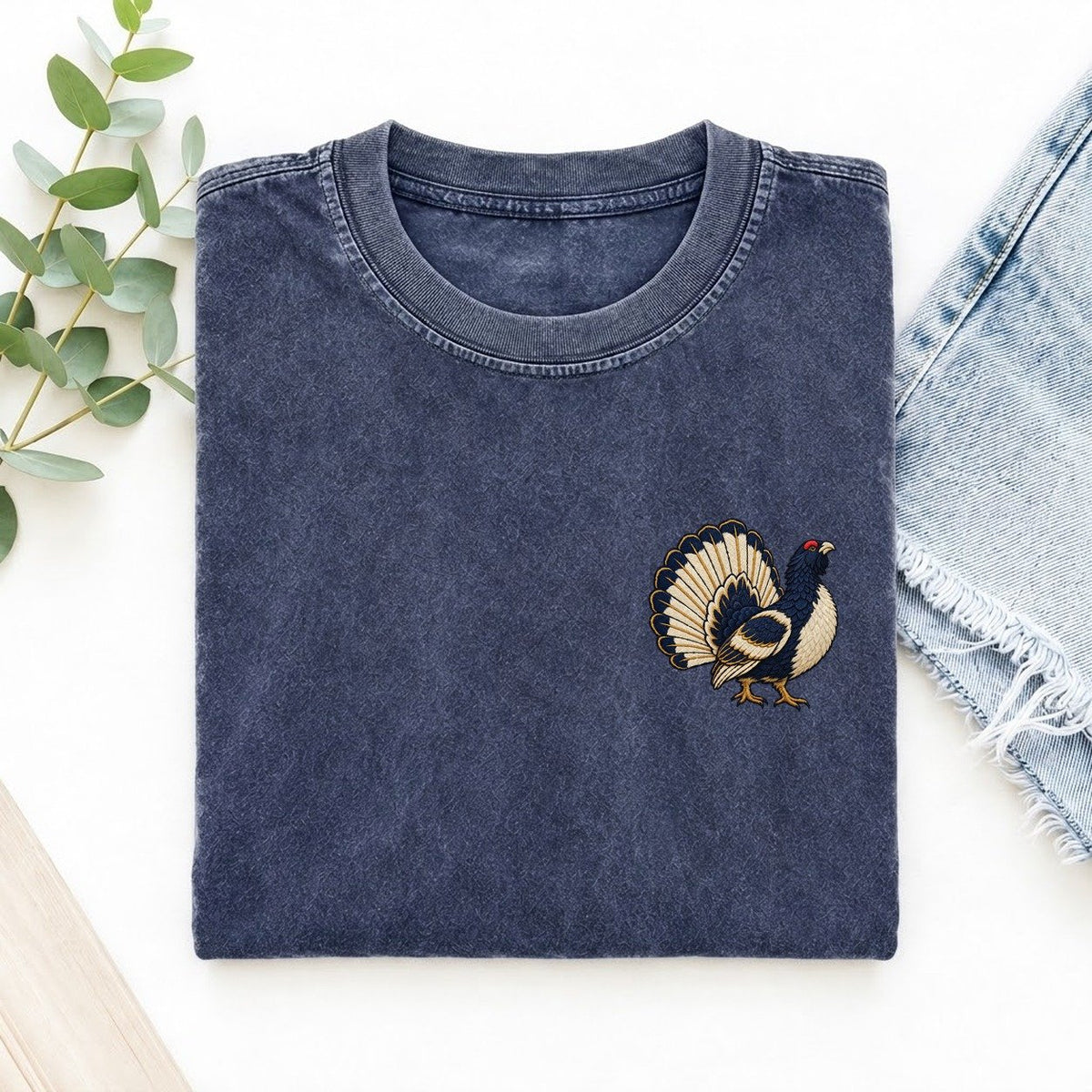 Capercaillie Fan Turn Left Chest Vintage T-shirt – Blue
