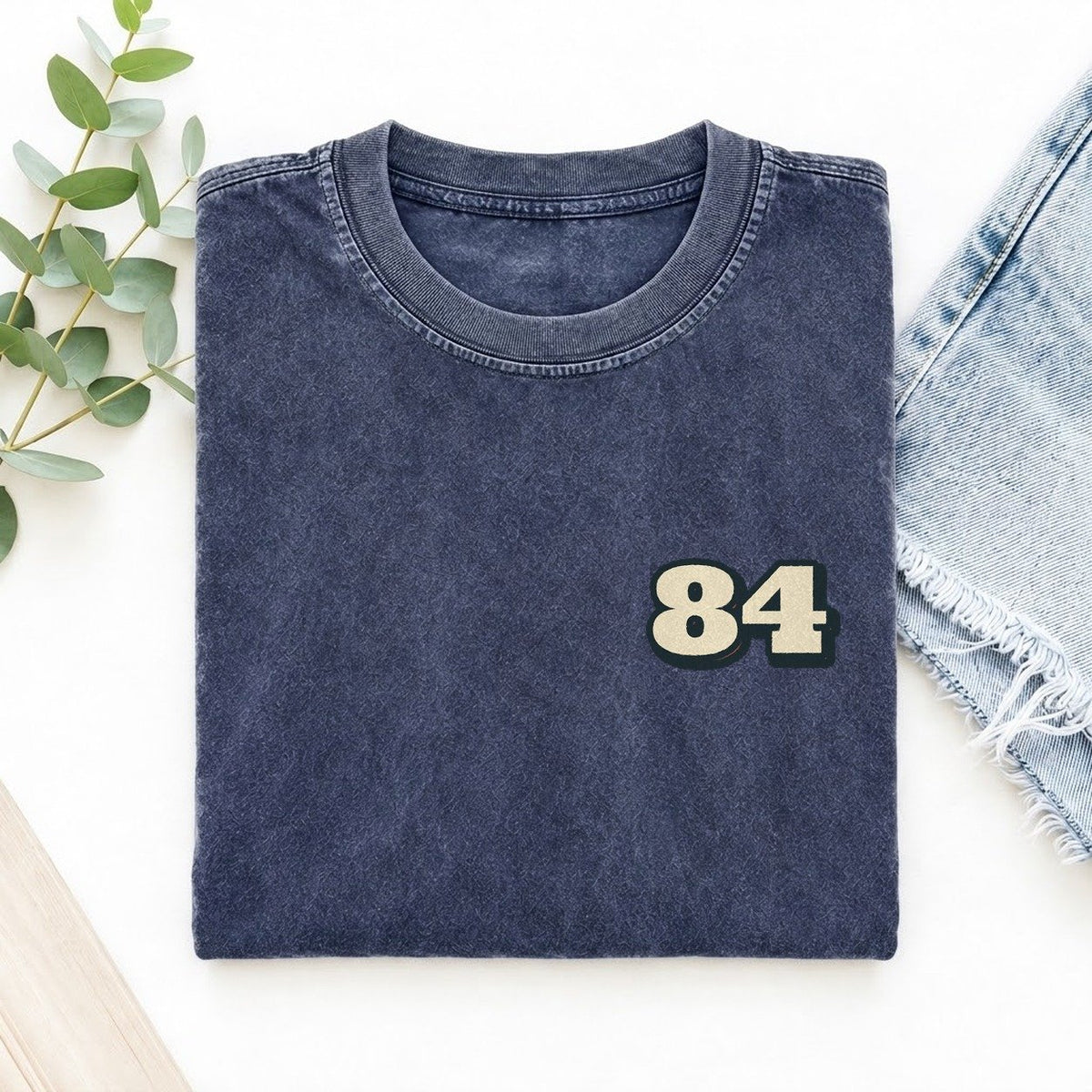 Number 84 Left Chest Vintage T-shirt – Blue