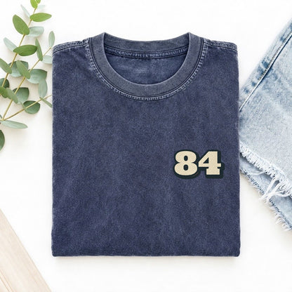 Number 84 Left Chest Vintage T-shirt – Blue