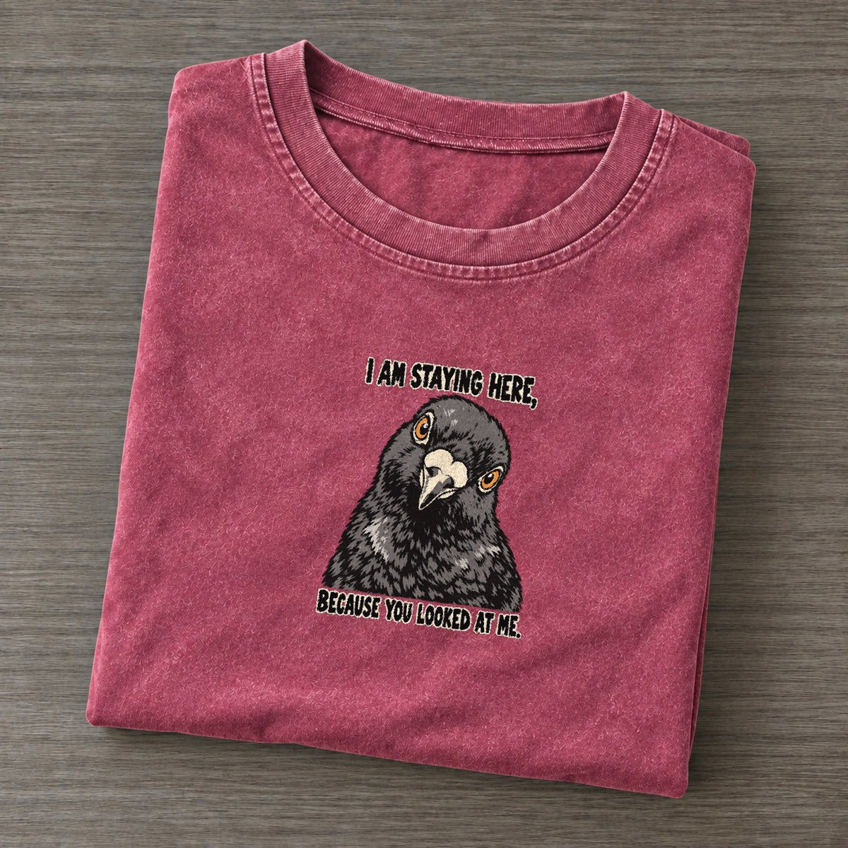 I Am Staying Here Feral Logic Vintage T-shirt – Raspberry