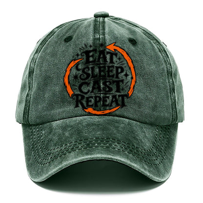Eat Sleep Cast Repeat Slogan Witch Magic Classic Cap – Forest Mist