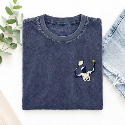 Tennis Serve Left Chest Vintage T-shirt – Blue