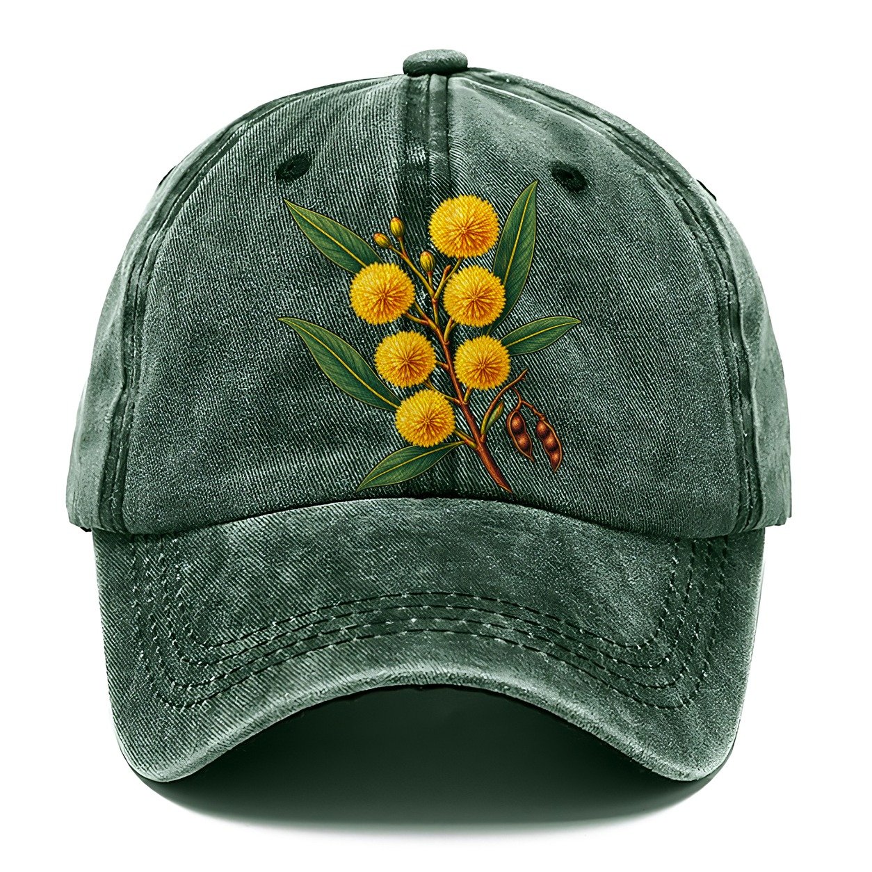 Golden Wattle Flowering Sprig Australia Cultural Icons Classic Cap – Forest Mist