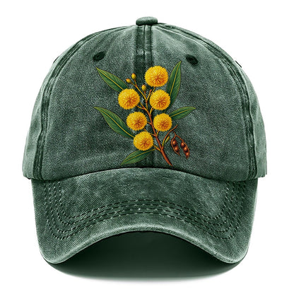 Golden Wattle Flowering Sprig Australia Cultural Icons Classic Cap – Forest Mist