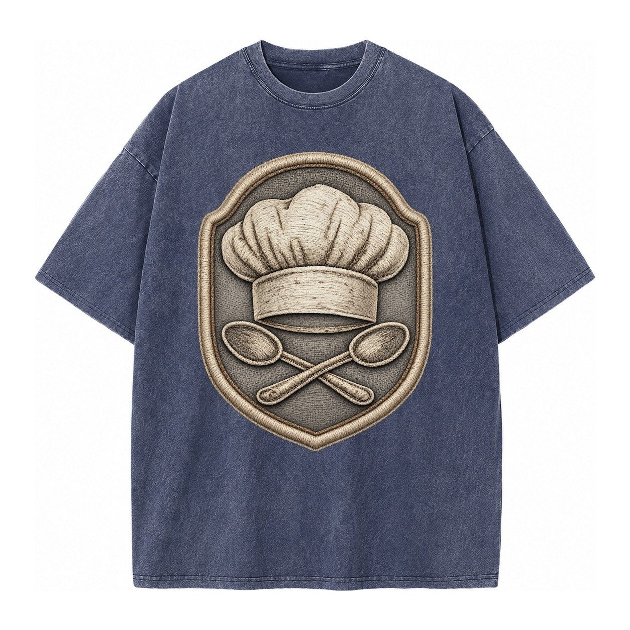 Cooking Chef Hat Toque Blanche With Crossed Spoons In Vintage T-shirt – Blue
