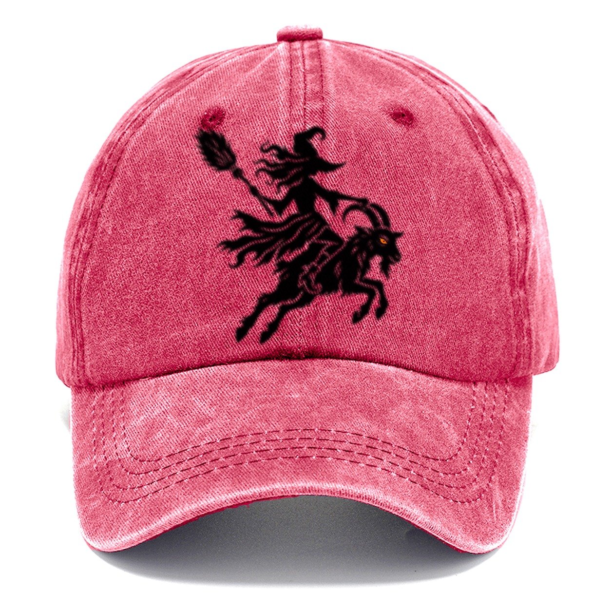 Medieval Woodcut Witch On A Goat Witch Magic Classic Cap – Pomegranate Blush