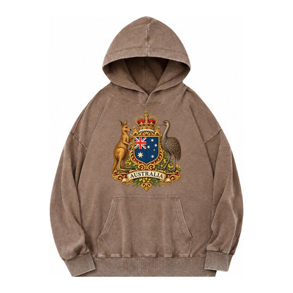 Heritage Coat Badge Vintage Washed Hoodie – Brown
