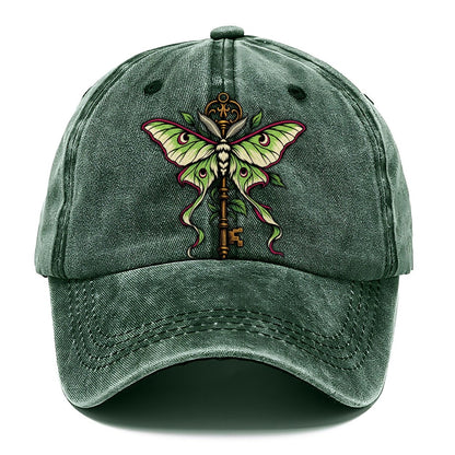 Luna Moth Over An Iron Key Witch Magic Classic Cap – Forest Mist