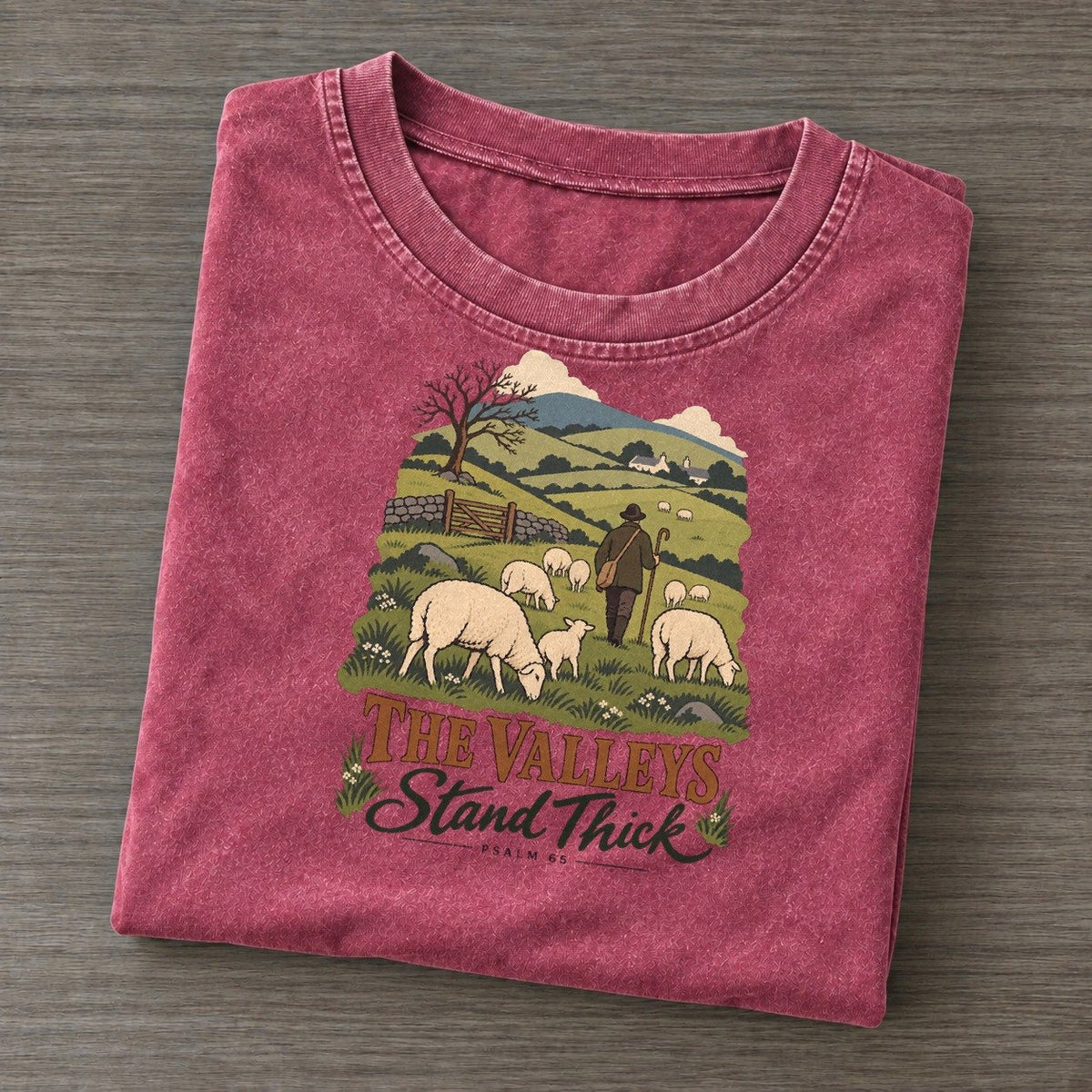 The Valleys Stand Thick The Counting Gate Vintage T-shirt – Raspberry