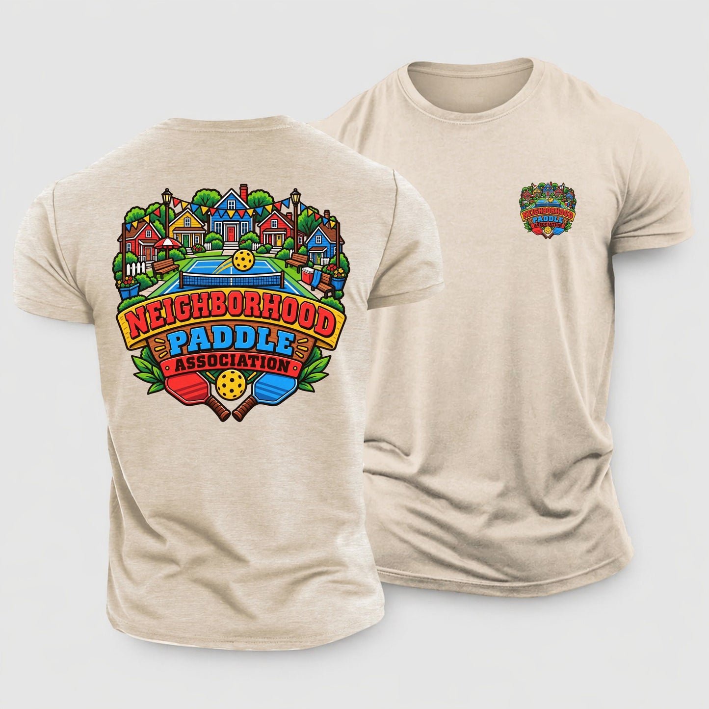 Neighborhood Paddle Association Pickleball Life Cotton T-Shirt – Sand