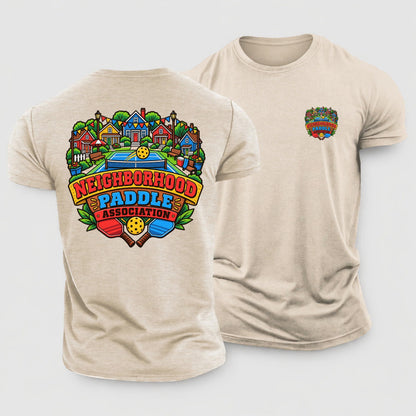 Neighborhood Paddle Association Pickleball Life Cotton T-Shirt – Sand