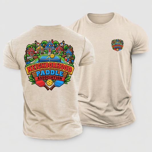 Neighborhood Paddle Association Pickleball Life Cotton T-Shirt – Sand
