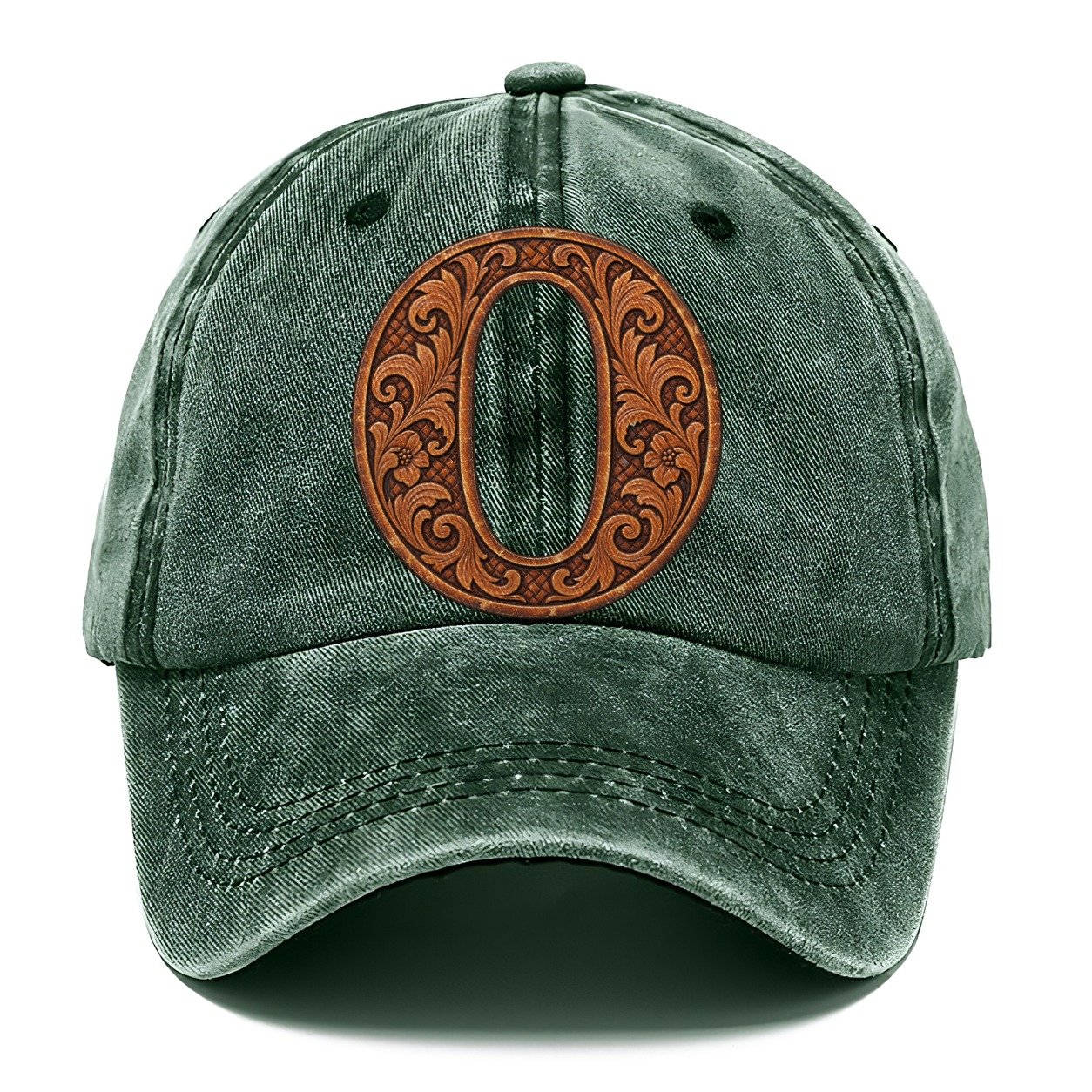 Tooled Leather O Monogram Classic Cap – Forest Mist