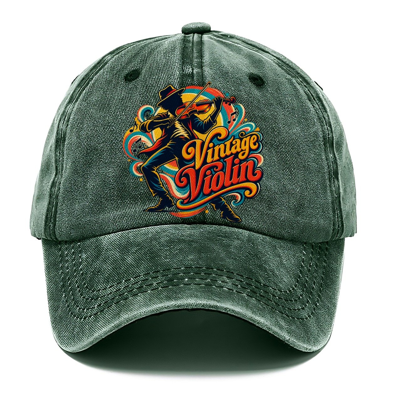 Vintage Violin Music Instruments Classic Cap – Forest Mist