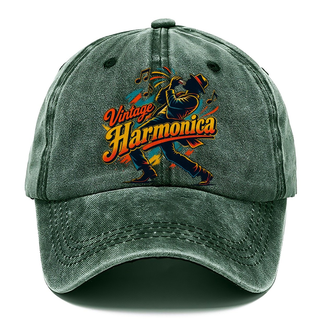 Vintage Harmonica Music Instruments Classic Cap – Forest Mist