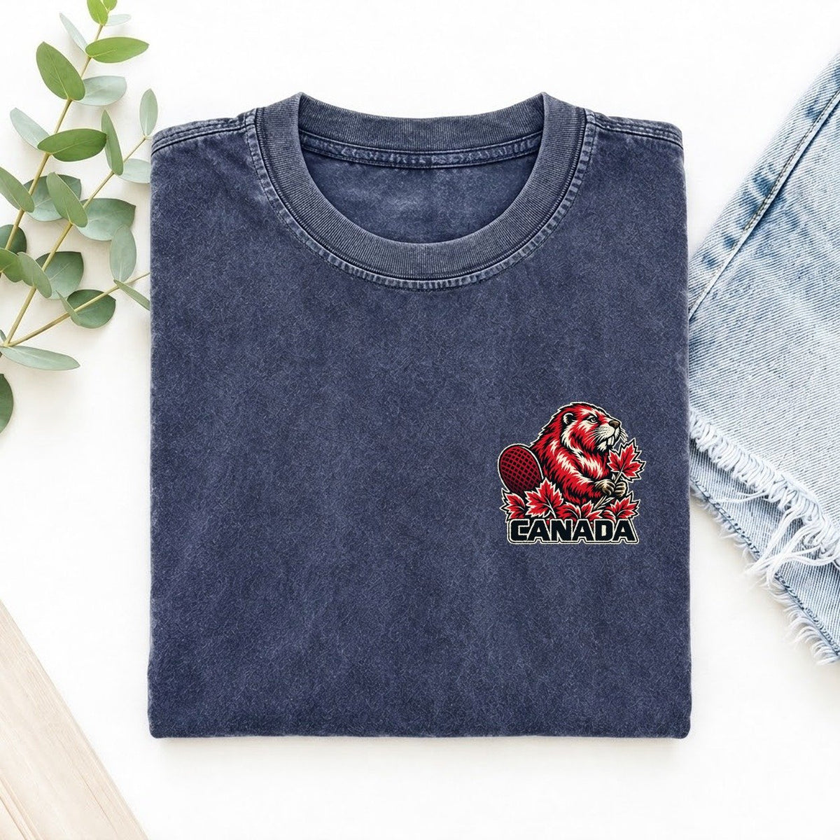 Canada Country Pride Left Chest Vintage T-shirt – Blue