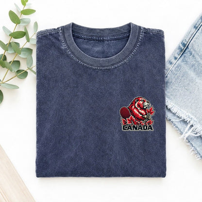 Canada Country Pride Left Chest Vintage T-shirt – Blue