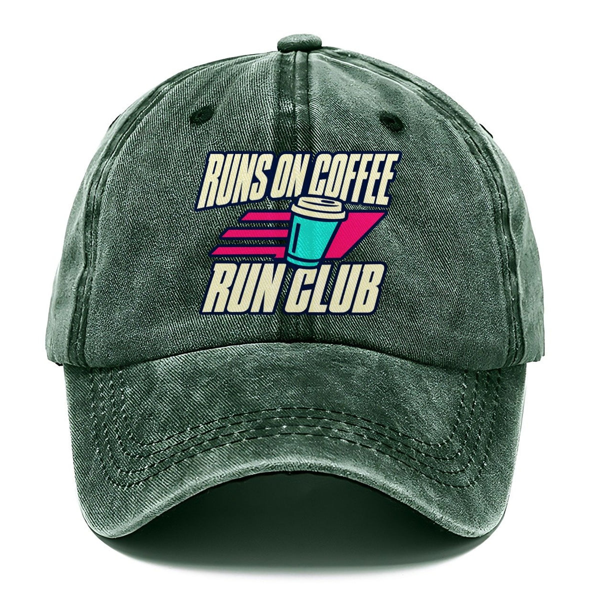 Runs On Coffee Run Club 90S Running Clubs Classic Cap – Forest Mist