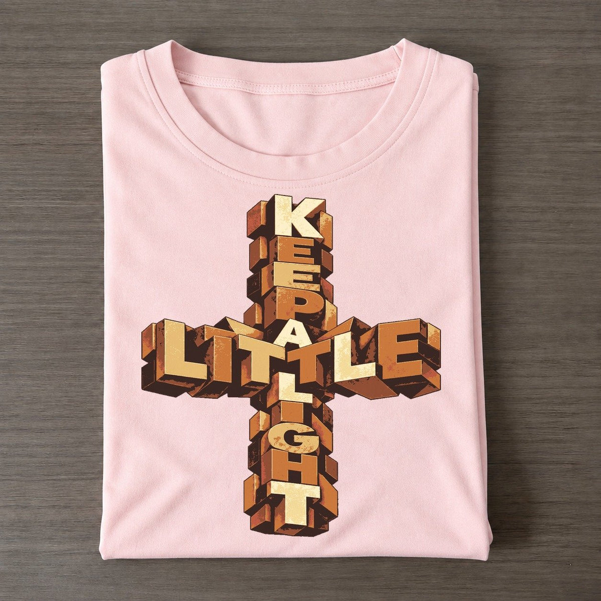 Open Cross Mosaic Letter Sculpture Classic T-shirt – Pink