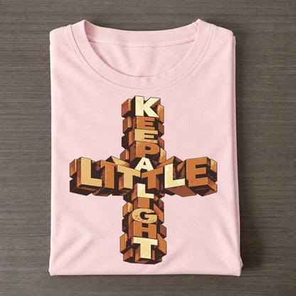 Open Cross Mosaic Letter Sculpture Classic T-shirt – Pink