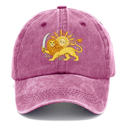 Sword-Wielding Lion Sun Emblem Classic Cap – Dusty Rose