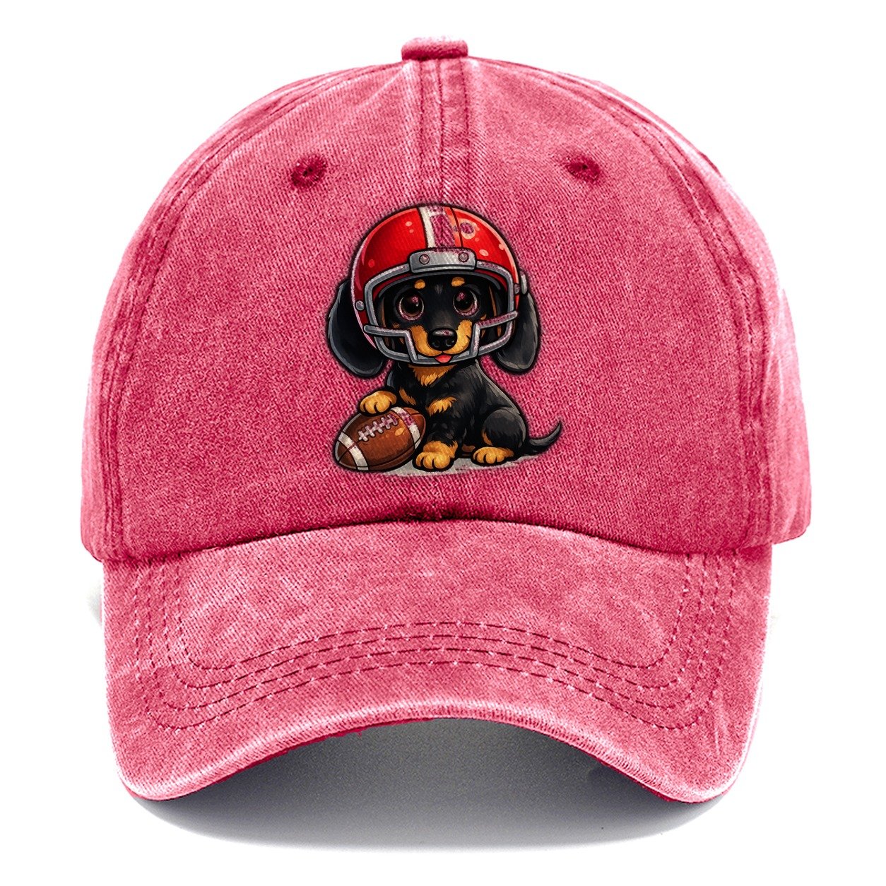 Dachshund Football Fan Classic Cap – Pomegranate Blush