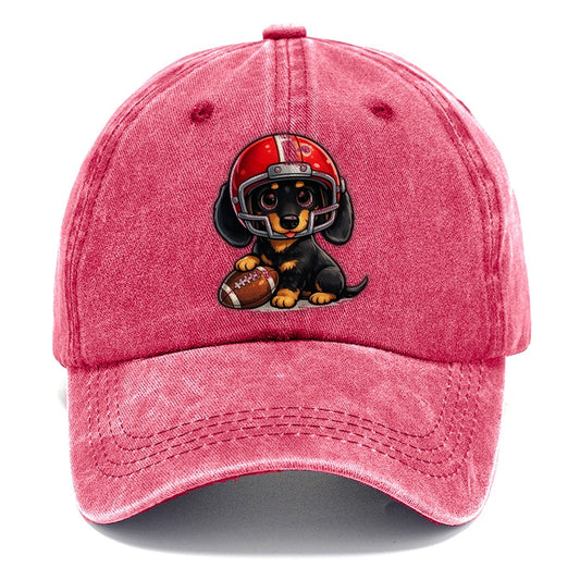 Dachshund Football Fan Classic Cap – Pomegranate Blush