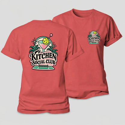 Kitchen Social Club Pickleball Life Women's Cotton T-Shirt – Coral Red