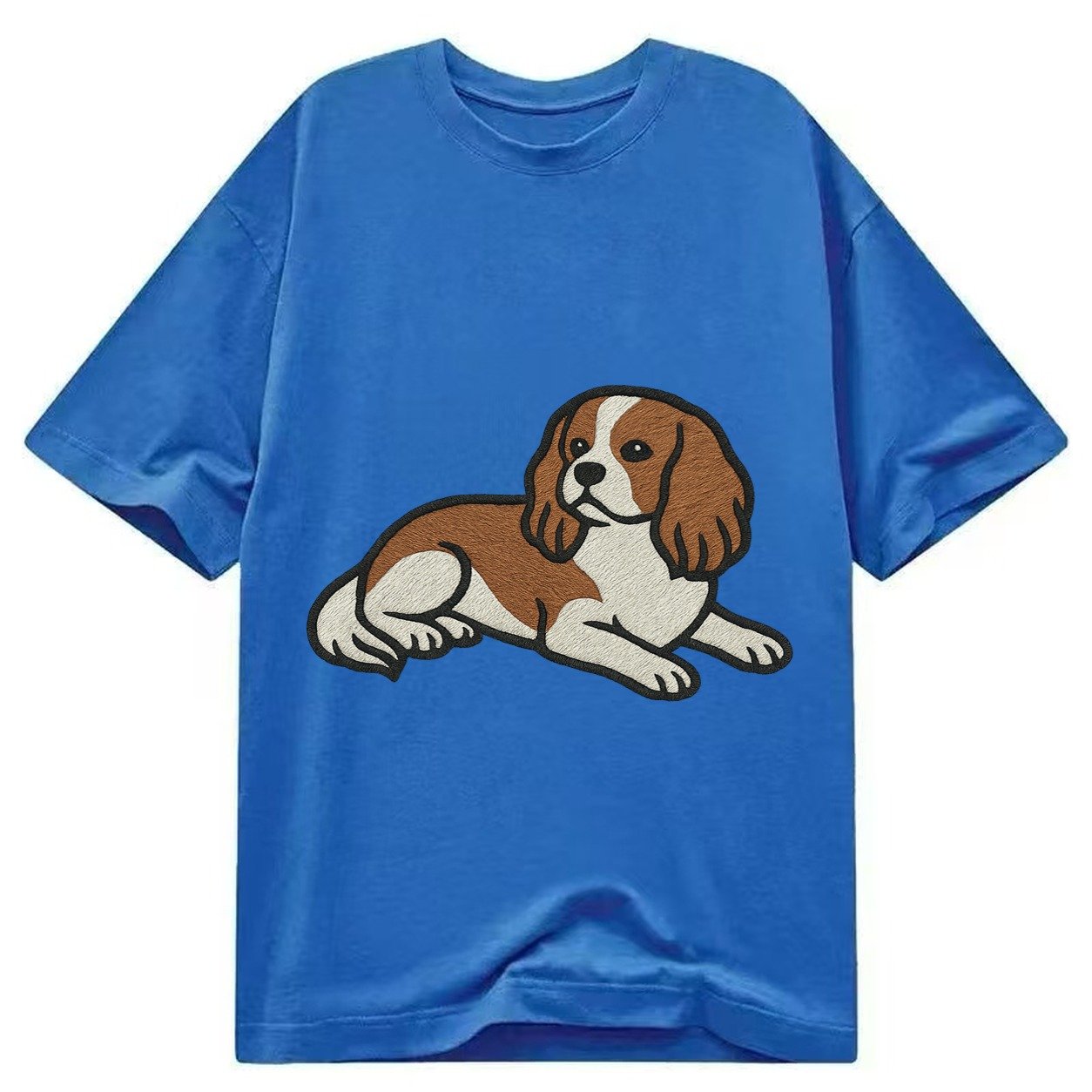 Cavalier King Charles Spaniel Blenheim Relaxed Lying Down Wi Classic T-shirt – Blue