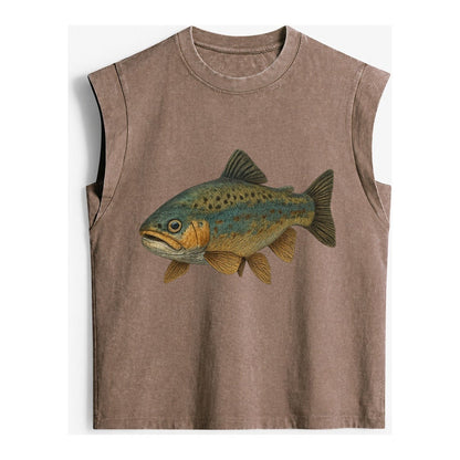 Trout Tales Headwear Vintage Washed Tank – Brown